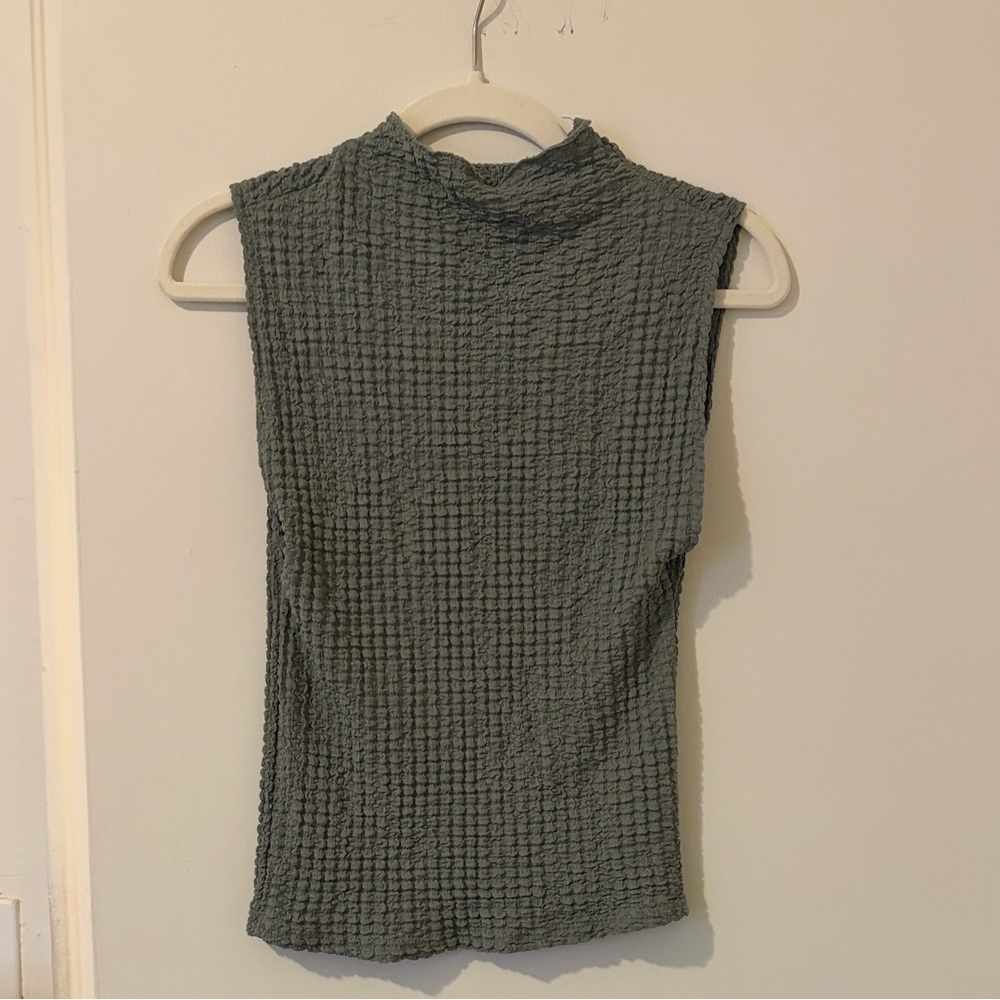 Zara Gray/Sage Women’s Small Mock Neck Knit Stretch Tank Top Sleeveless